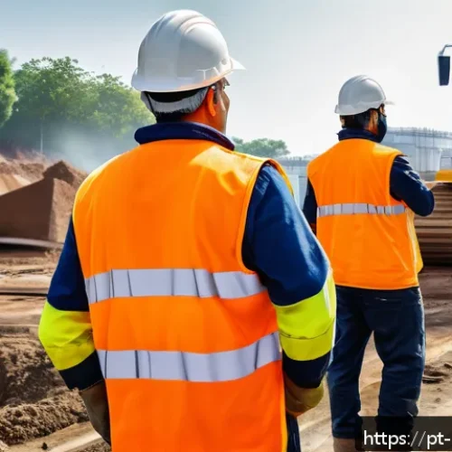Home 30 현장 근로자를 위한 안전 체크리스트 - A detailed industrial construction site scene showing diverse workers wearing appropriate personal p...