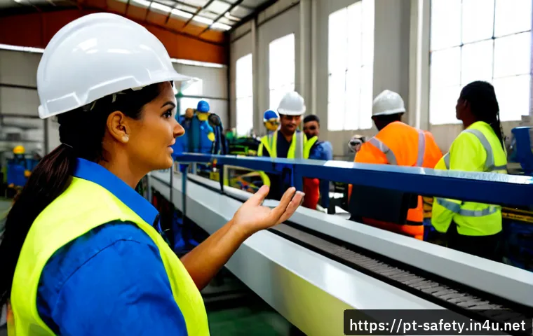 산업안전 관련 법규 해설 - Photorealistic Brazilian industrial safety consultant wearing a hard hat and reflective vest, explai...